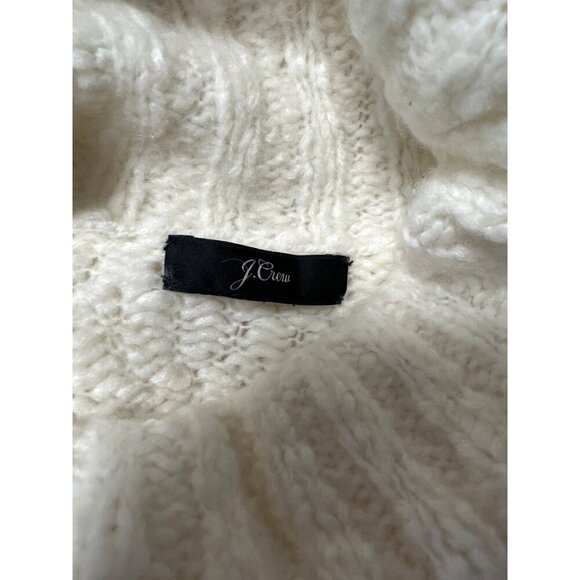 J Crew Womens Ivory Wool Alpaca Blend Chunky Knit Cowl Neck Sweater Size L - Picture 6 of 11